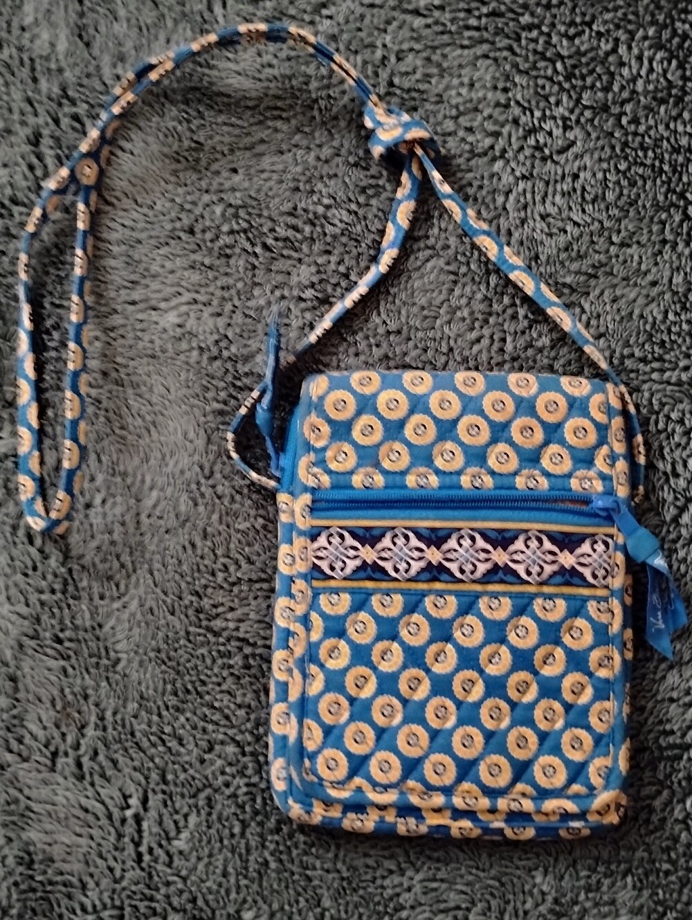 Vera Bradley "Riviera Blue" Hipster Bag Crossbody Handbag Retired Print